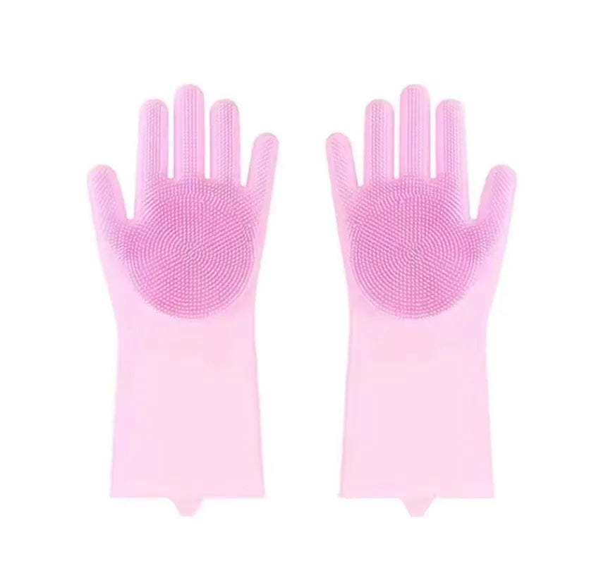 Dishwashing Cleaning Gloves Household Sponge Scrubber Magic Silicone Rubber Dish Washing Gloves Kitchen Cleaning Tools