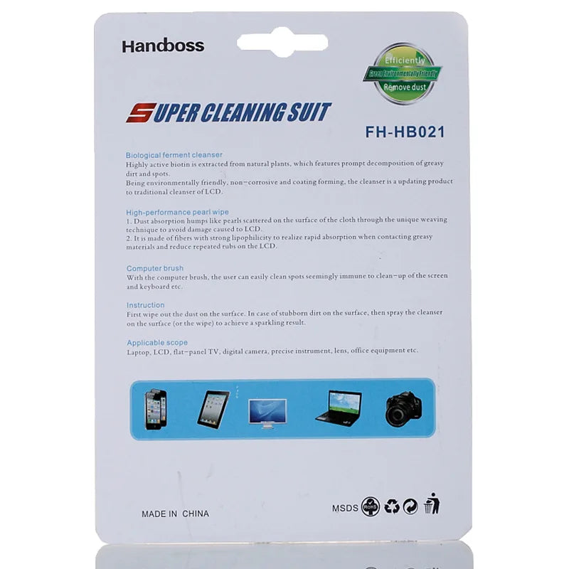 Screen cleaning kit liquid suitable for LCD TV, tablet, mobile phone, laptop, camera lens, CD cleaner, keyboard cleaning brush