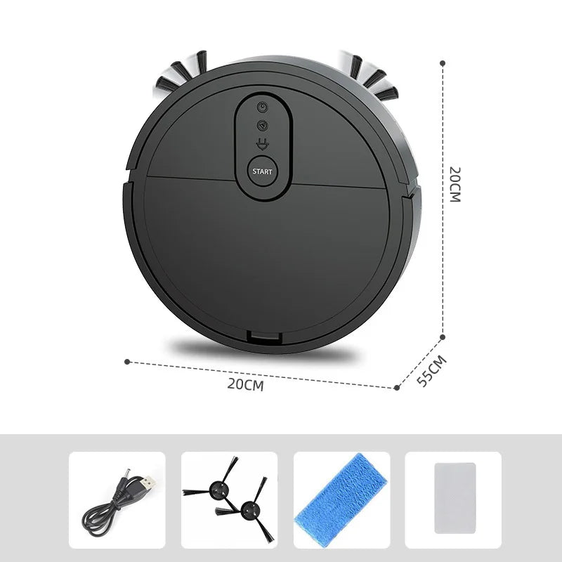 Robot Vacuum Cleaner 3-in-1 Electric Intelligent Pet Hair Cleaner Tool Usb Charging Convenient Mopping Household Home Machine