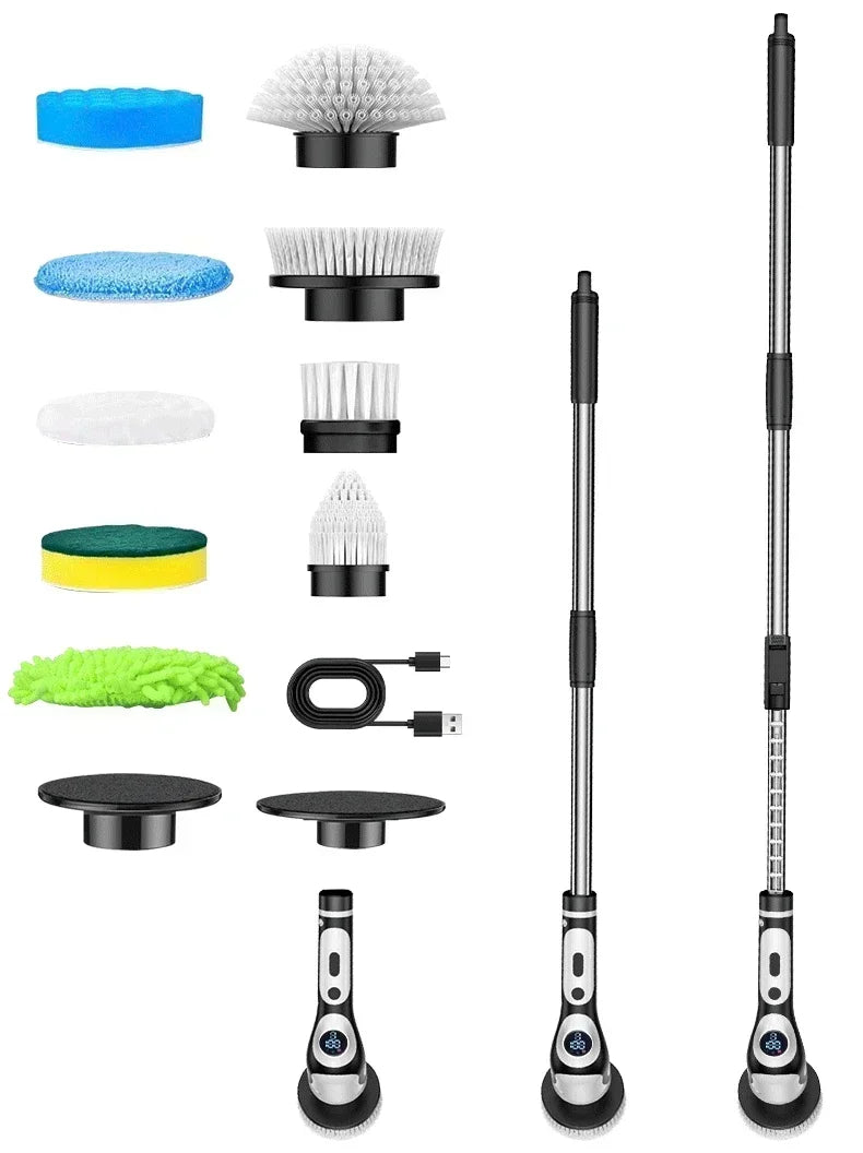 11 in 1 Electric Spin Scrubber Cordless Cleaning Brush Set with 9 Interchangeable Heads for Bathroom Kitchen Car