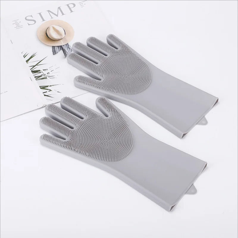 Pet Grooming Cleaning Gloves Dog Cat Bathing Shampoo Glove Scrubber Magic Dishwashing Cleanner Sponge Silicon Hair Removal Glove