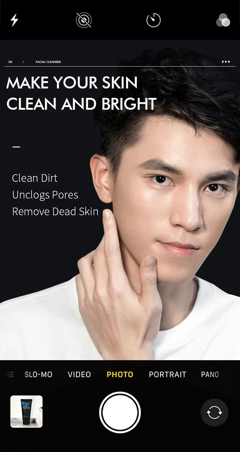 Men's facial Cleanser Rich Foam Deep Clean Remove Grease Improve Oily Face Wash Cream Gentle Moisturizing Remove Blackhead