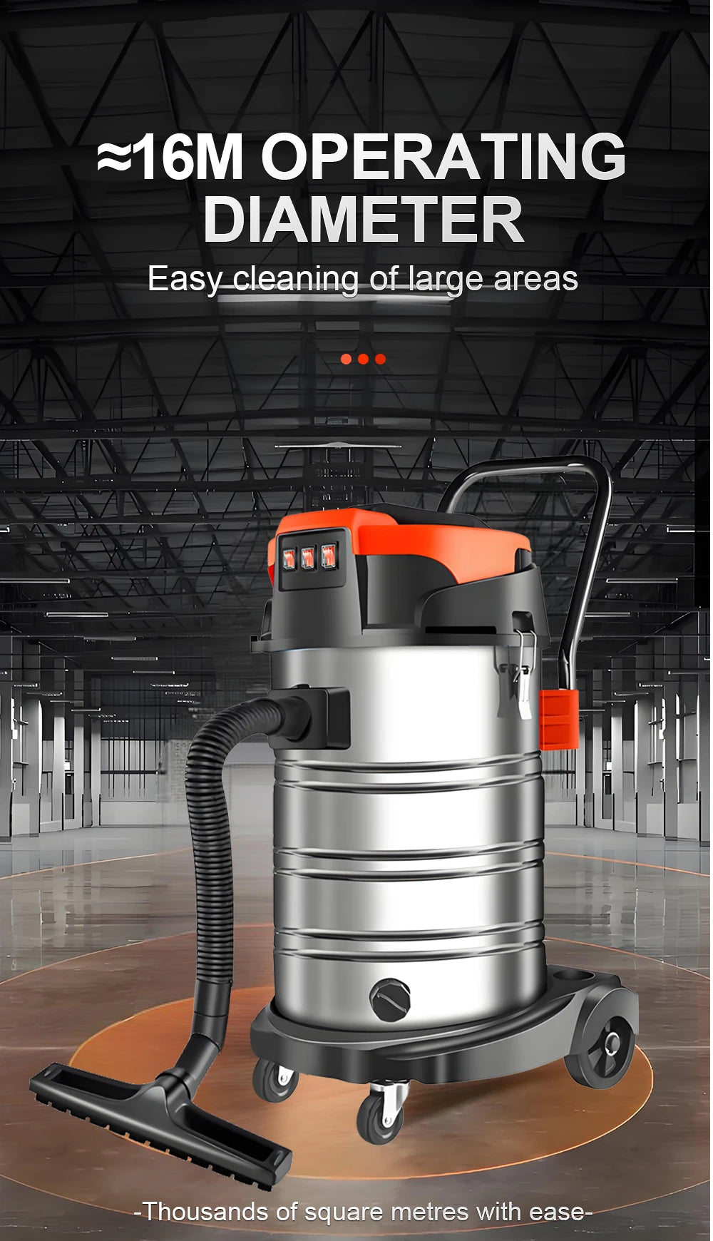 5400W Electric Vacuum Cleaner 60L High Power Wet and Dry Vacuum Cleaner Industrial Car Wash Shop Large Suction Seam Cleaner