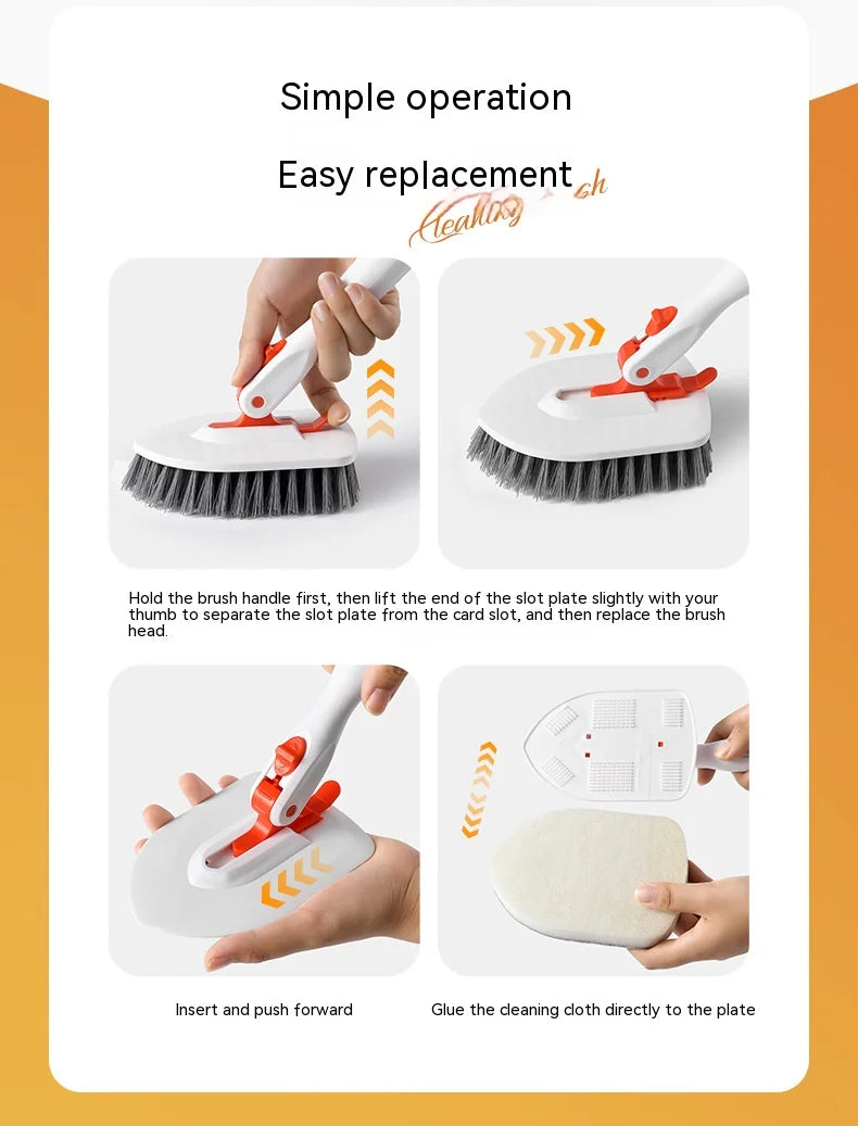 Tub Tile Scrubber Brush Cleaning Brush 52.3" Adjustable Telescopic Pole Stiff Bristles Scouring Pads for Bathroom Kitchen Toilet