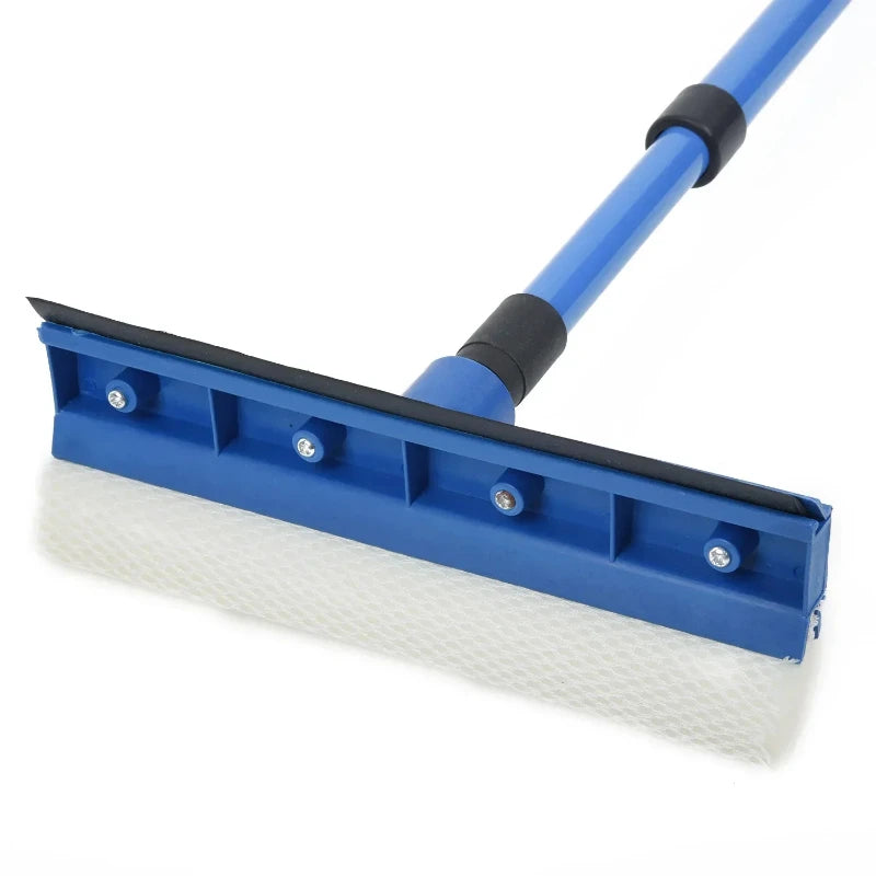 2-in-1 Telescopic Window Glass Cleaner Wiper Long Handle Sponge Brush Window Mop Squeegee Wiper Cleaning Squeegee Tool