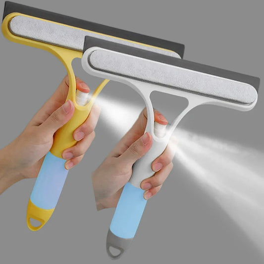 ممسحة نوافذ 3 في 1 مع بخاخ وقطعة ليفة – 3-in-1 Window Squeegee with Spray & Microfiber Cloth