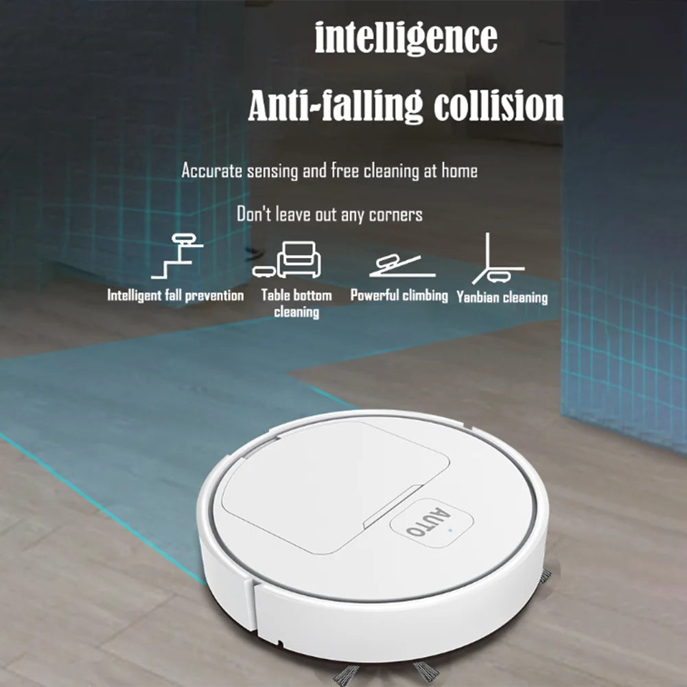 3-in-1 Robot Vacuum Cleaner USB Rechargeable 1000Pa Suction Robotic Vacuum and Mop Combo for Home Floor Washing Carpet Pet Hair