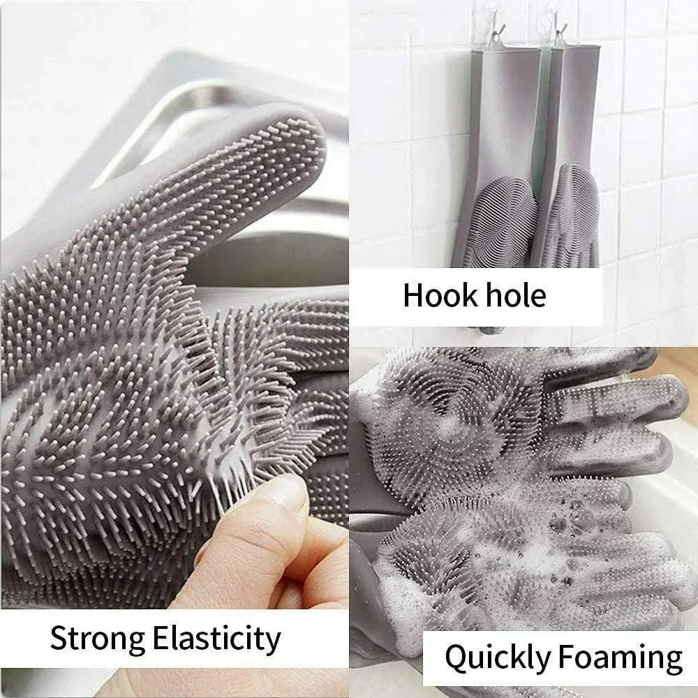 Pet Grooming Cleaning Gloves Dog Cat Bathing Shampoo Glove Scrubber Magic Dishwashing Cleanner Sponge Silicon Hair Removal Glove