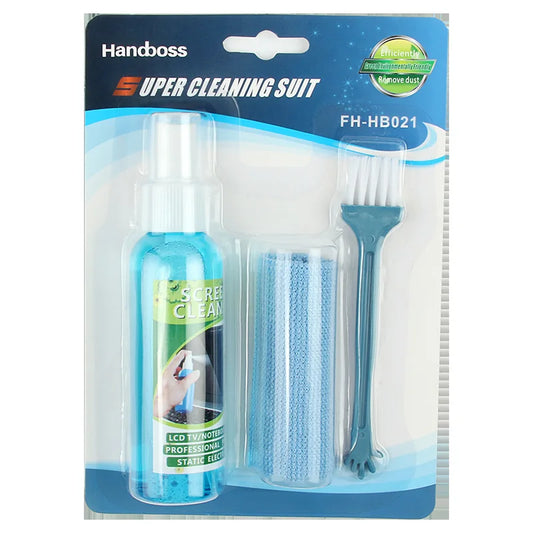 Screen cleaning kit liquid suitable for LCD TV, tablet, mobile phone, laptop, camera lens, CD cleaner, keyboard cleaning brush