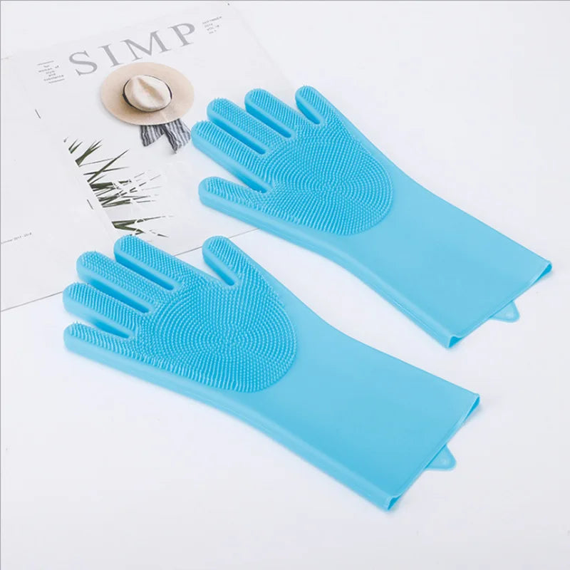 Pet Grooming Cleaning Gloves Dog Cat Bathing Shampoo Glove Scrubber Magic Dishwashing Cleanner Sponge Silicon Hair Removal Glove