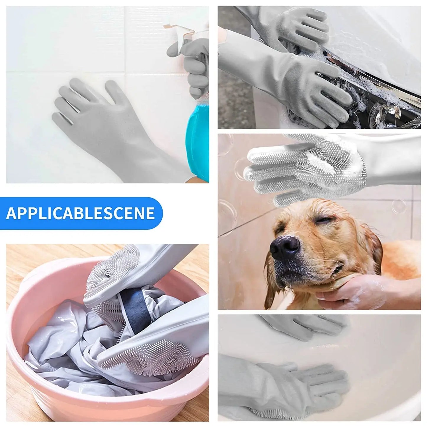Pet Grooming Cleaning Gloves Dog Cat Bathing Shampoo Glove Scrubber Magic Dishwashing Cleanner Sponge Silicon Hair Removal Glove
