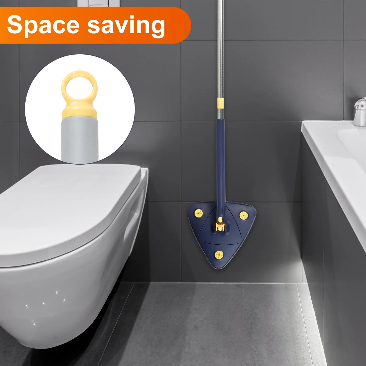 Telescopic Triangle Mop 360° Rotatable Self-wringing Triangle Extended Adjustable Mop Floor Squeeze Free Hand Washing Lazy Tool