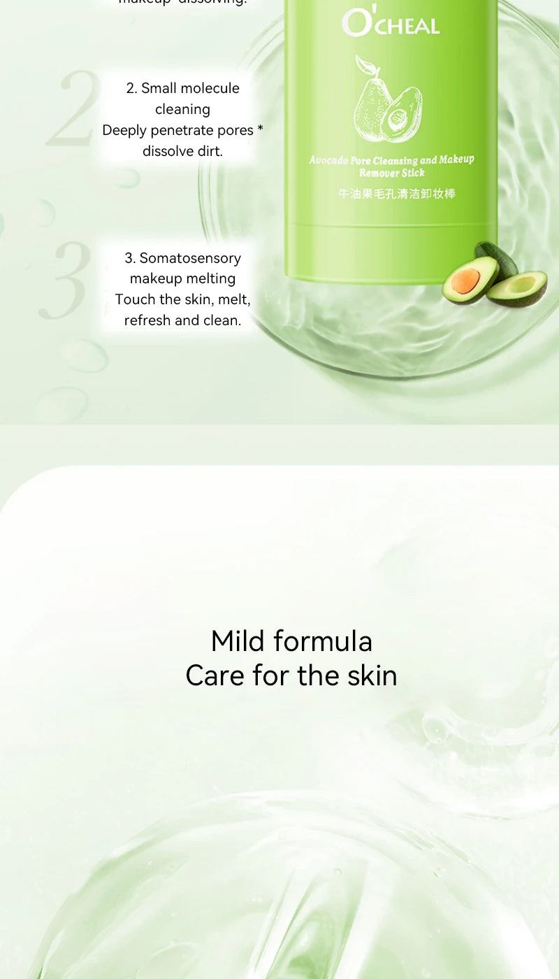 OCHEAL Avocado Cleansing Balm & Citrus Cleansing Stick - Gentle Makeup Remover, Suitable for Sensitive Skin,Cleansing cream