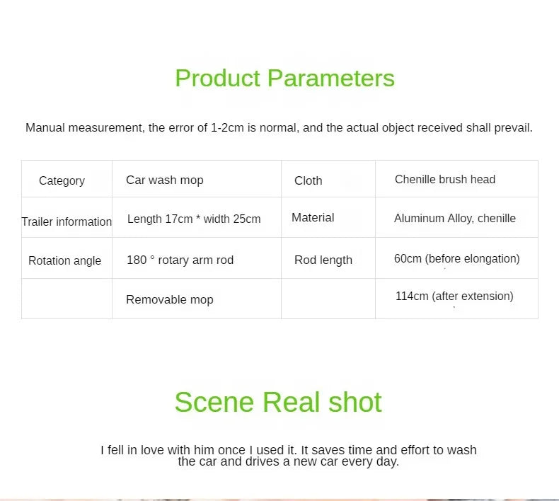 LEIBOO Car Cleaning Brush Detailing Super Absorbent Car Wash Brush Adjustable Telescoping Long Handle Clean Mop Auto Accessories