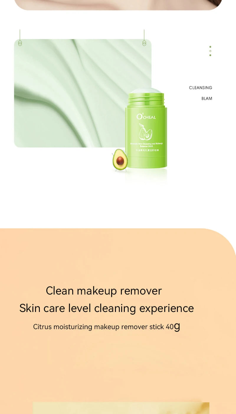 OCHEAL Avocado Cleansing Balm & Citrus Cleansing Stick - Gentle Makeup Remover, Suitable for Sensitive Skin,Cleansing cream