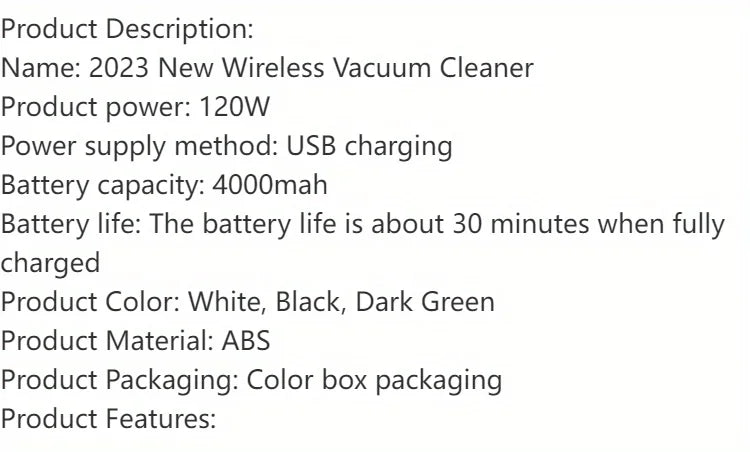 15000PA USB Charging Wireless Home Vacuum Cleaner 120W Portable Cleaning Appliance Mini Wet and Dry Vacuum Cleaner Household Car