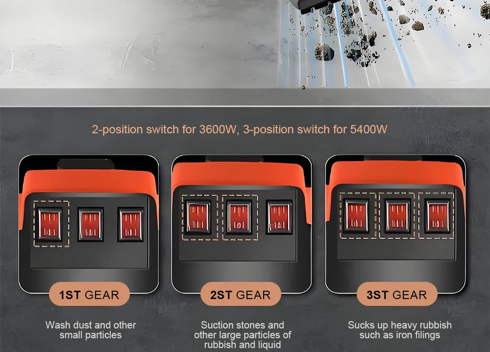 5400W Electric Vacuum Cleaner 60L High Power Wet and Dry Vacuum Cleaner Industrial Car Wash Shop Large Suction Seam Cleaner