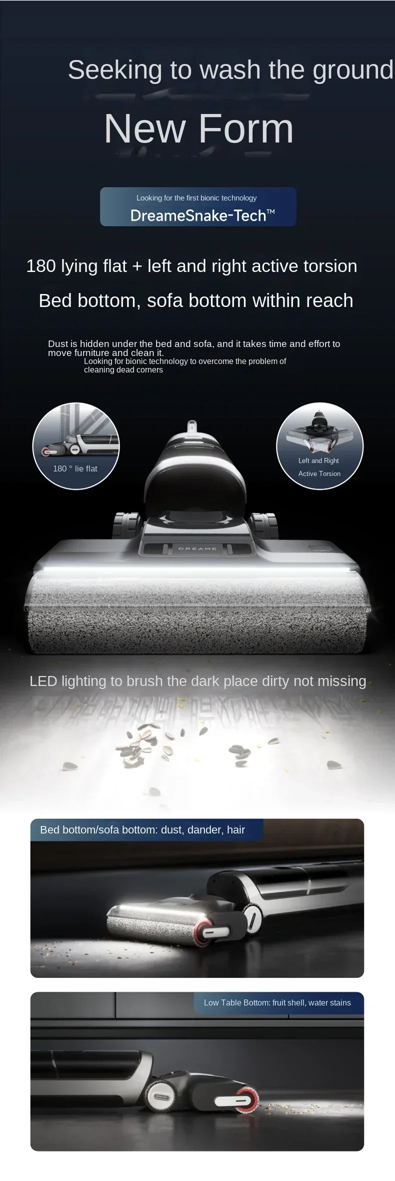 Dreame H30 Ultra Floor Scrubber, Hot Washing, Drying, Sterilizing, Lying Flat, Suction and Mopping, Integrated  Use