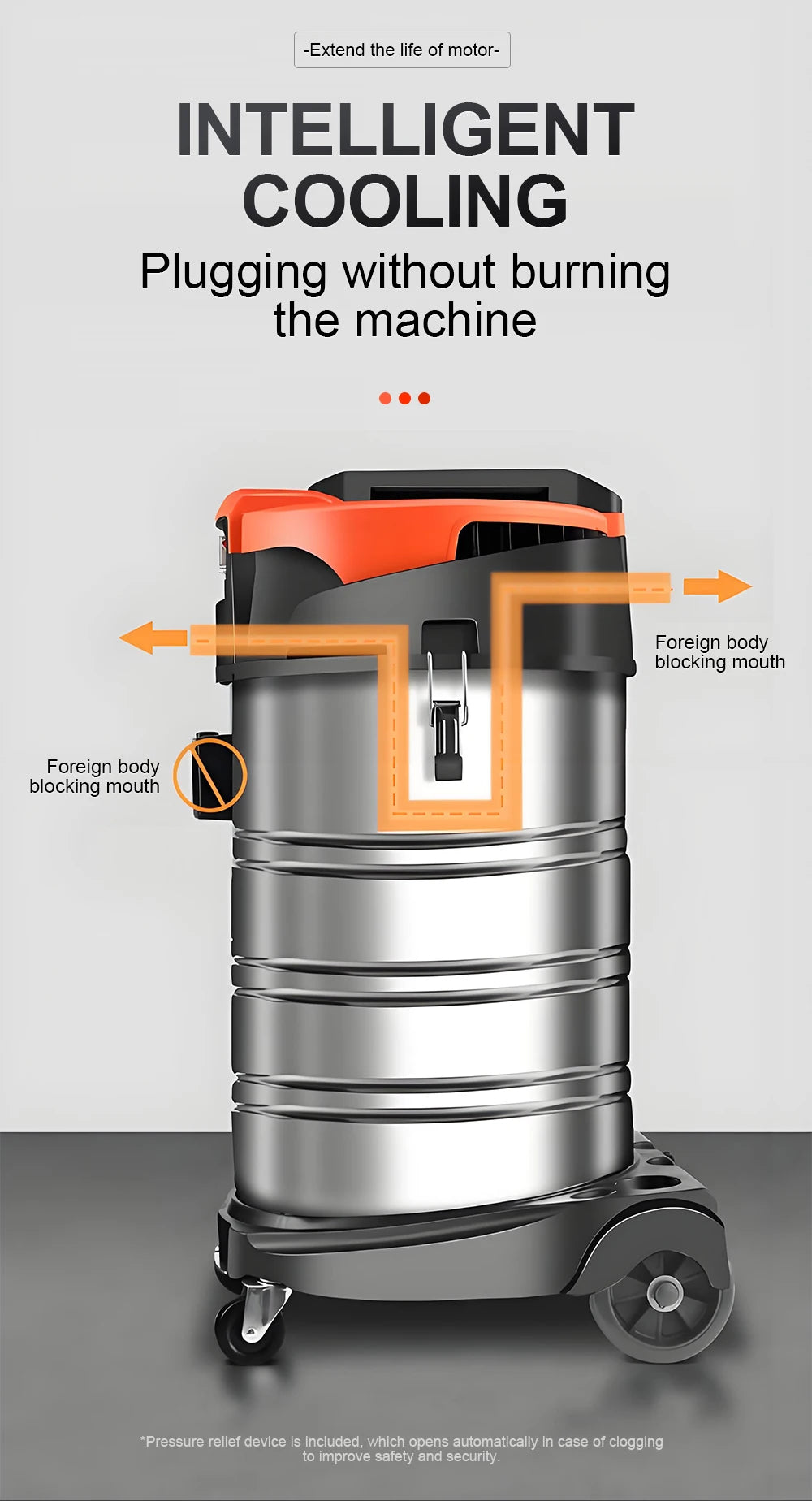 5400W Electric Vacuum Cleaner 60L High Power Wet and Dry Vacuum Cleaner Industrial Car Wash Shop Large Suction Seam Cleaner