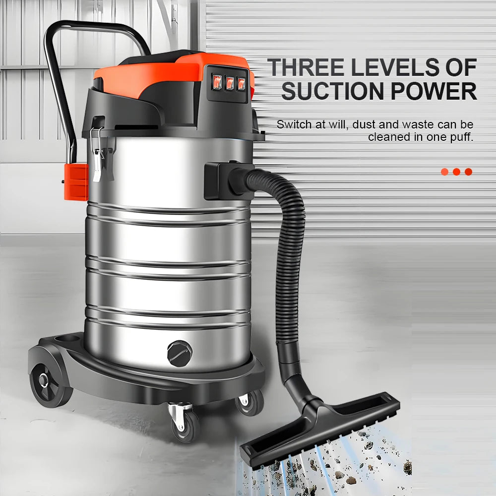 5400W Electric Vacuum Cleaner 60L High Power Wet and Dry Vacuum Cleaner Industrial Car Wash Shop Large Suction Seam Cleaner