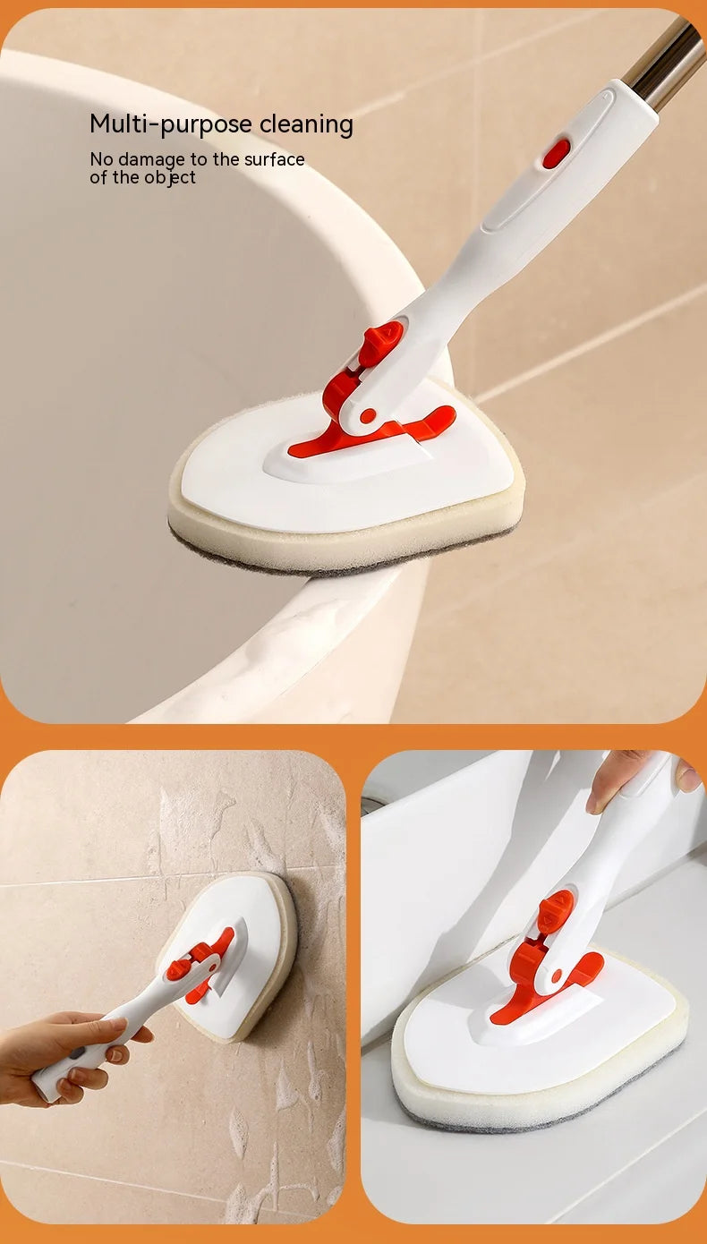 Tub Tile Scrubber Brush Cleaning Brush 52.3" Adjustable Telescopic Pole Stiff Bristles Scouring Pads for Bathroom Kitchen Toilet