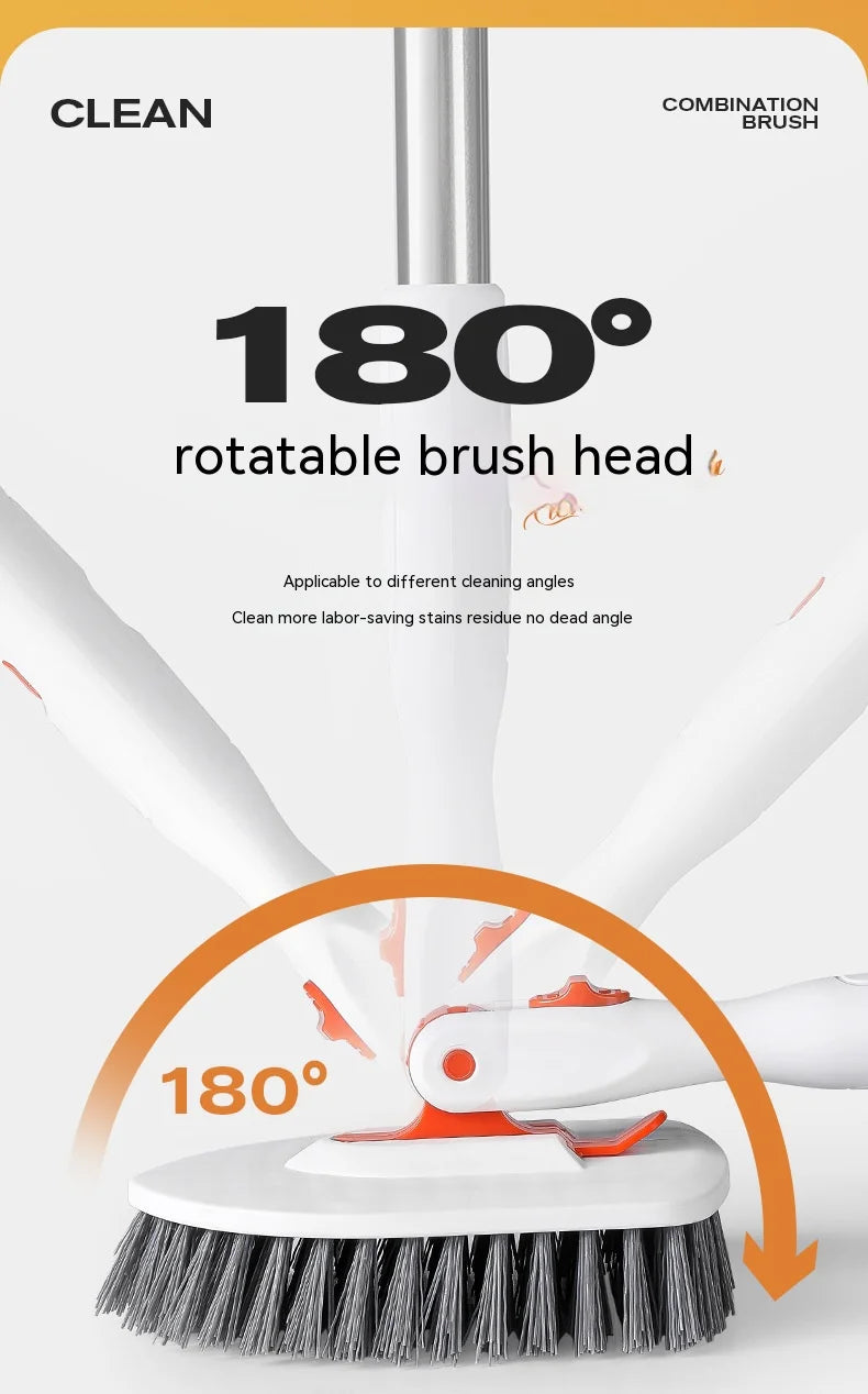 Tub Tile Scrubber Brush Cleaning Brush 52.3" Adjustable Telescopic Pole Stiff Bristles Scouring Pads for Bathroom Kitchen Toilet