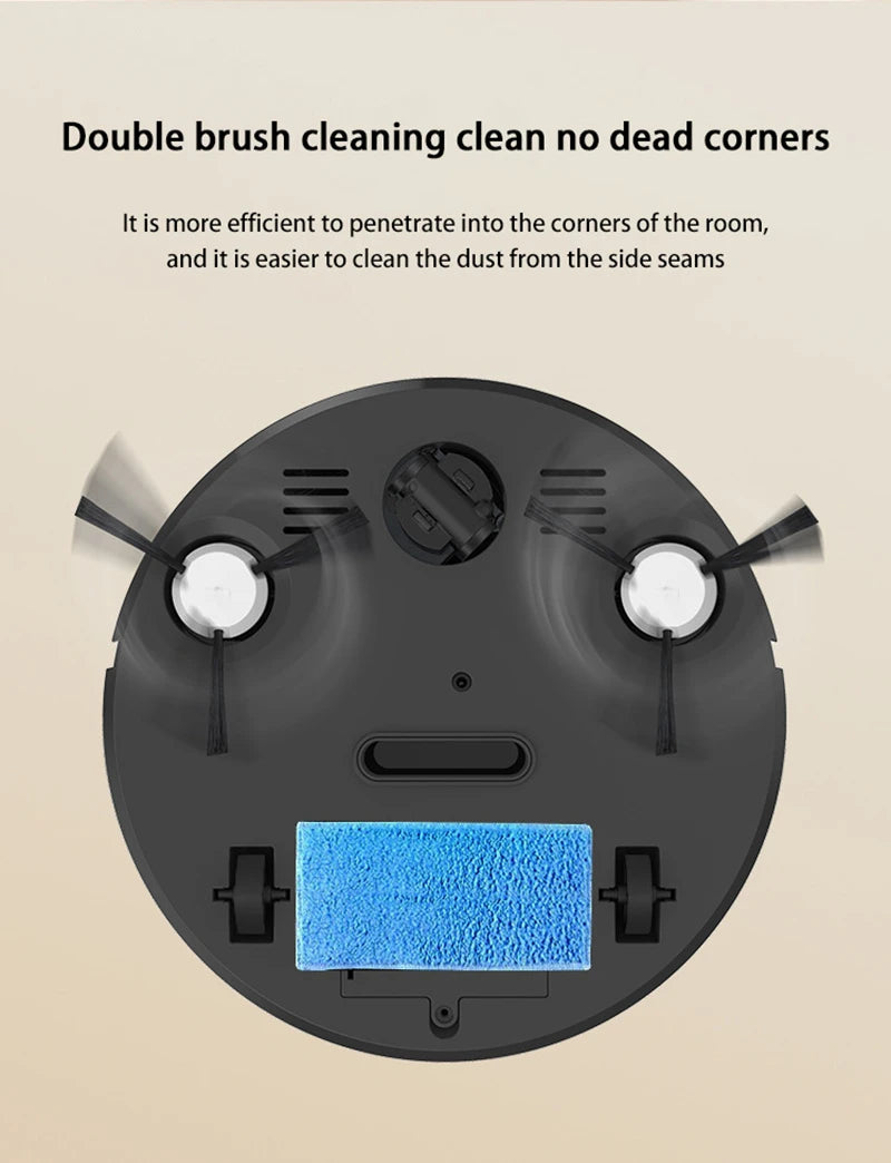 Robot Vacuum Cleaner 3-in-1 Electric Intelligent Pet Hair Cleaner Tool Usb Charging Convenient Mopping Household Home Machine