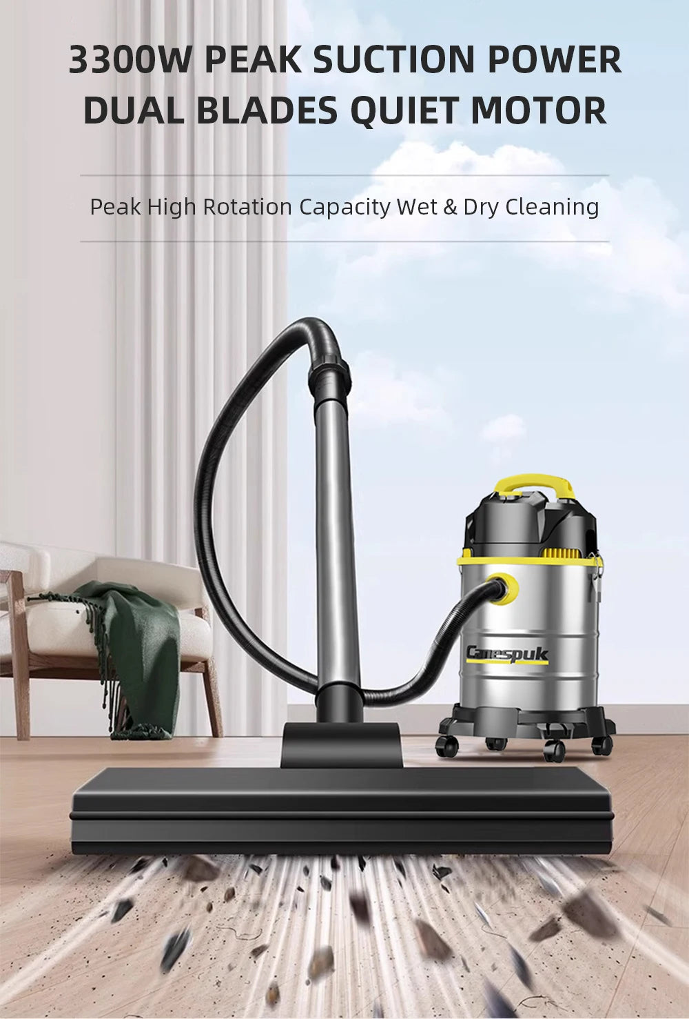 3 in 1 Vacuum Cleaner 3300W Wet and Dry Vacuum Cleaner Industrial Vacuum Cleaner for Hotels Malls Warehouses Car Washes