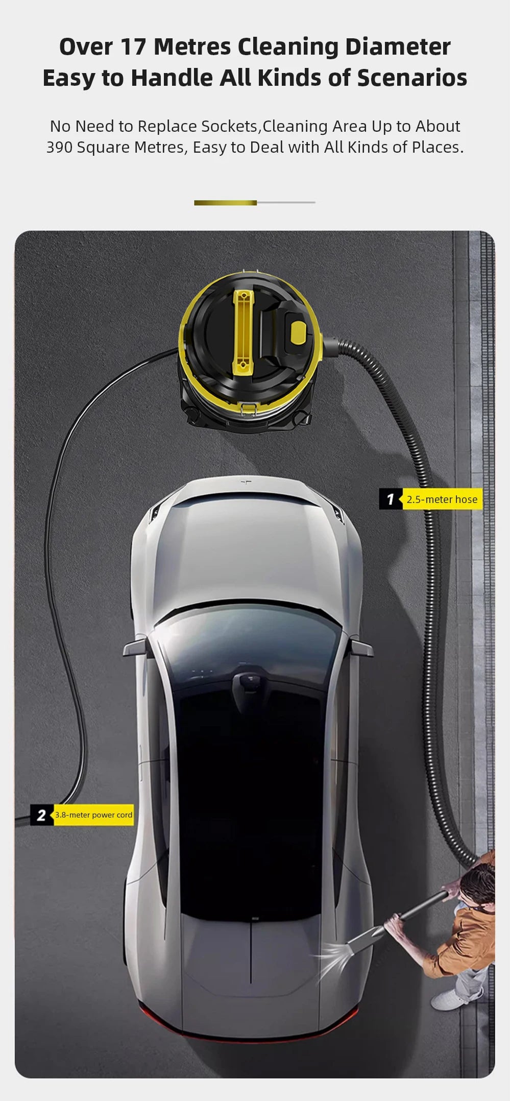 3 in 1 Vacuum Cleaner 3300W Wet and Dry Vacuum Cleaner Industrial Vacuum Cleaner for Hotels Malls Warehouses Car Washes