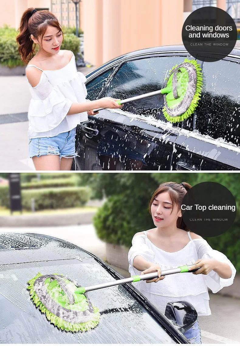 LEIBOO Car Cleaning Brush Detailing Super Absorbent Car Wash Brush Adjustable Telescoping Long Handle Clean Mop Auto Accessories