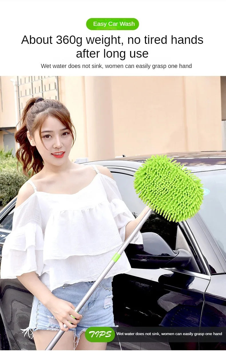 LEIBOO Car Cleaning Brush Detailing Super Absorbent Car Wash Brush Adjustable Telescoping Long Handle Clean Mop Auto Accessories