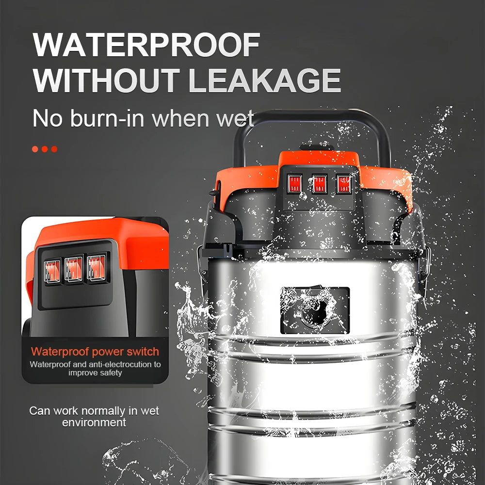 5400W Electric Vacuum Cleaner 60L High Power Wet and Dry Vacuum Cleaner Industrial Car Wash Shop Large Suction Seam Cleaner