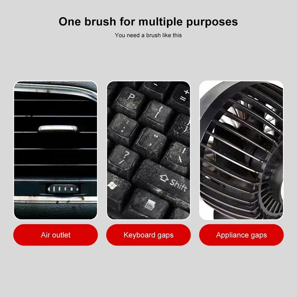 Soft Ergonomic Grip Reusable Crevice Brush - Effective Cleaning Tool for Car Interior, Leather, Keyboards, Air Vent - Convenient