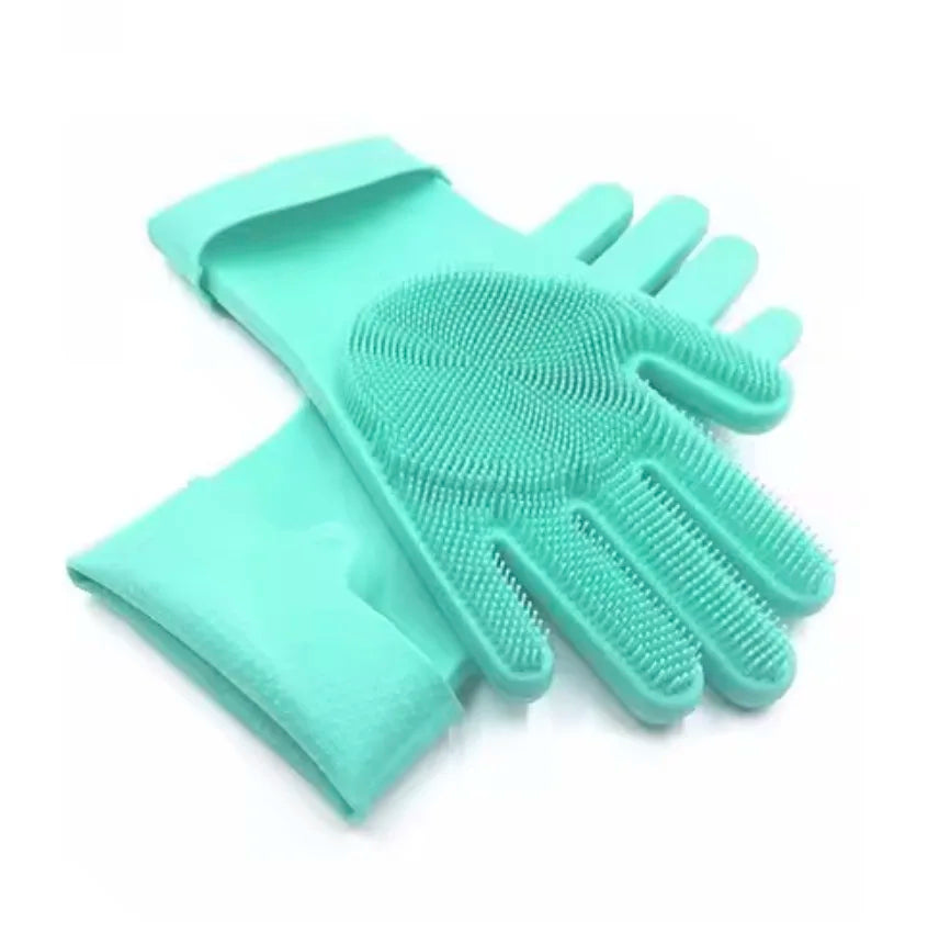 Dishwashing Cleaning Gloves Household Sponge Scrubber Magic Silicone Rubber Dish Washing Gloves Kitchen Cleaning Tools