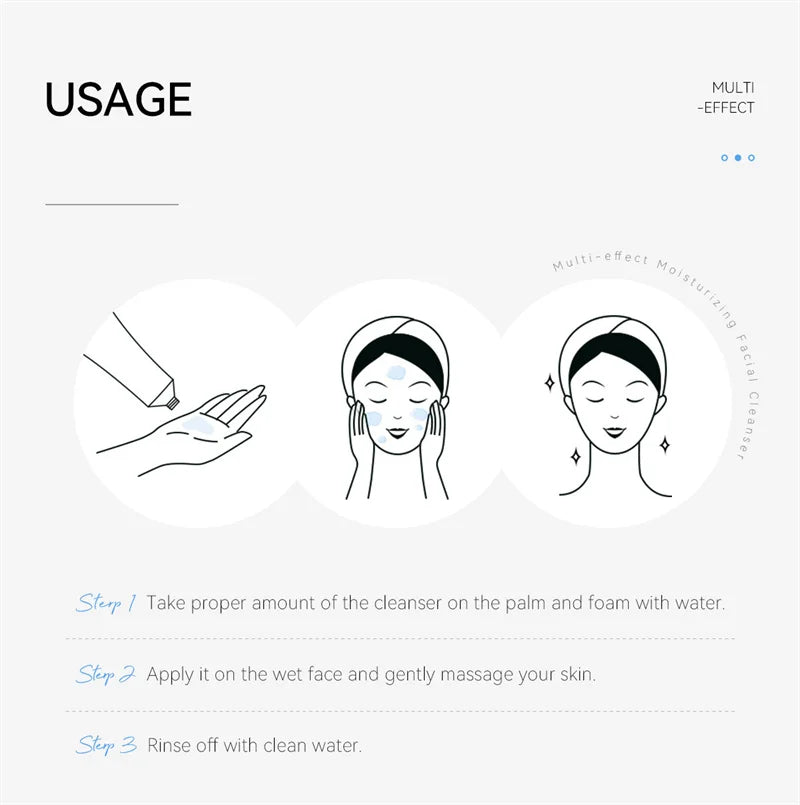 Facial Cleanser Foam Cleansing Facial Cleanser for Sensitive Skin Remove Dark Spots Acne Mark Pores Blackheads Face Wash Scrub