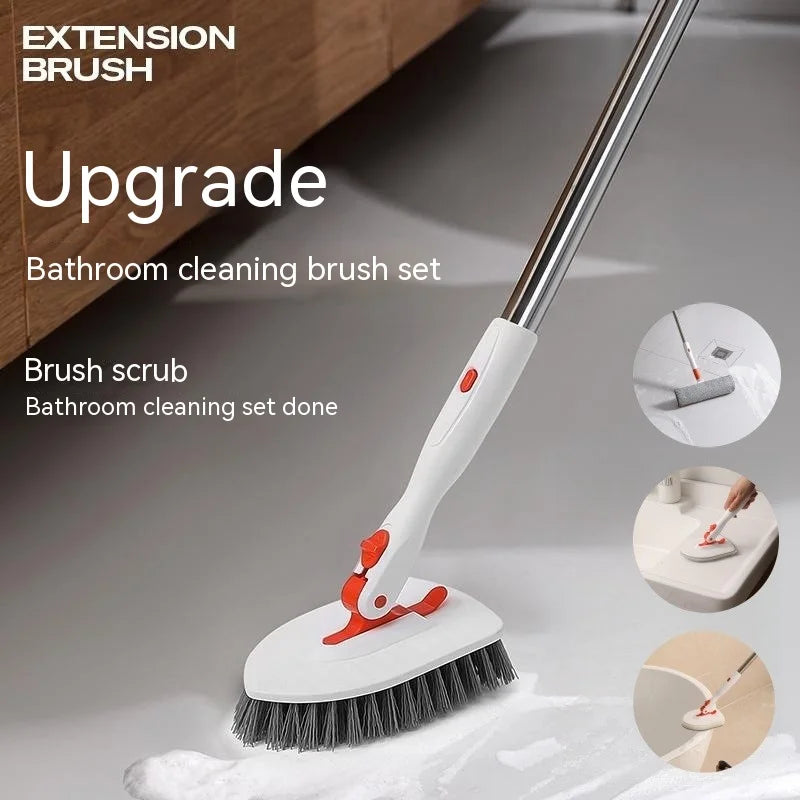 Tub Tile Scrubber Brush Cleaning Brush 52.3" Adjustable Telescopic Pole Stiff Bristles Scouring Pads for Bathroom Kitchen Toilet