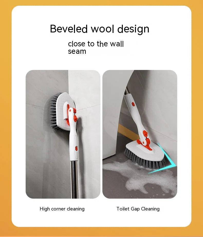 Tub Tile Scrubber Brush Cleaning Brush 52.3" Adjustable Telescopic Pole Stiff Bristles Scouring Pads for Bathroom Kitchen Toilet