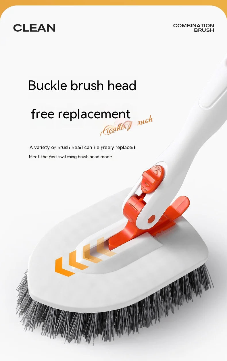 Tub Tile Scrubber Brush Cleaning Brush 52.3" Adjustable Telescopic Pole Stiff Bristles Scouring Pads for Bathroom Kitchen Toilet
