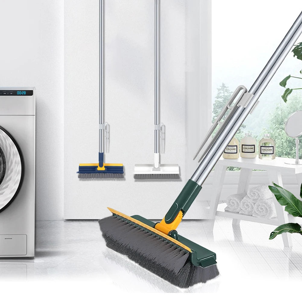 Floor Scrub Brush 3 in 1 Long Handle Removable Adjustable Wiper Broom Tools Tile Magic Squeegee Cleaning Kitchen Bathroom Brush