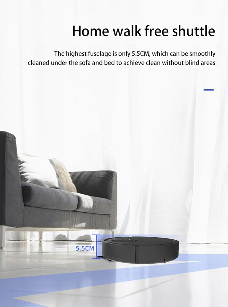 Robot Vacuum Cleaner 3-in-1 Electric Intelligent Pet Hair Cleaner Tool Usb Charging Convenient Mopping Household Home Machine