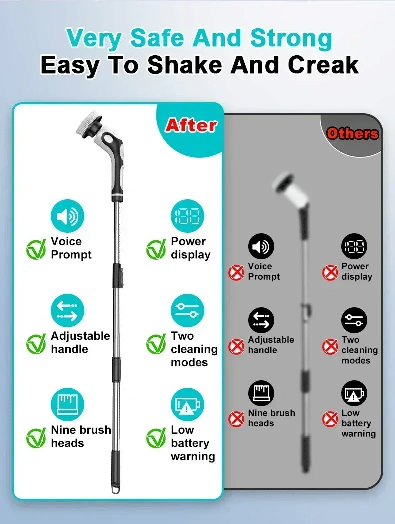 11 in 1 Electric Spin Scrubber Cordless Cleaning Brush Set with 9 Interchangeable Heads for Bathroom Kitchen Car