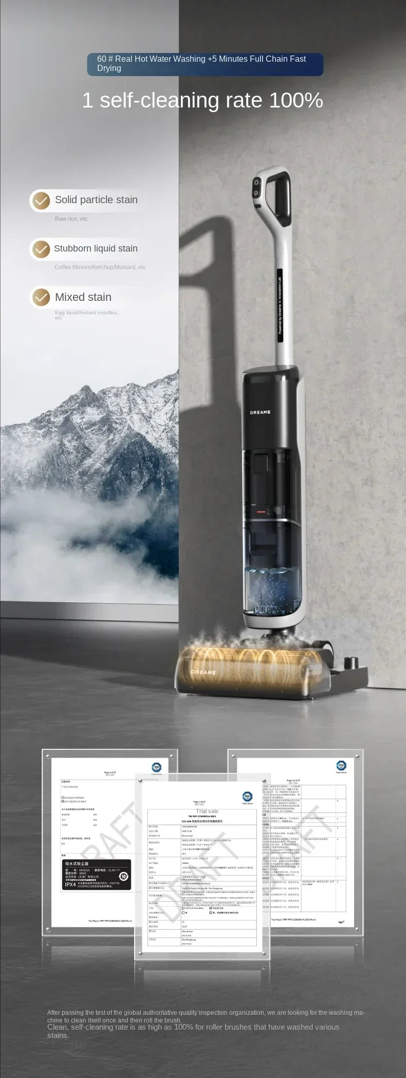 Dreame H30 Ultra Floor Scrubber, Hot Washing, Drying, Sterilizing, Lying Flat, Suction and Mopping, Integrated  Use