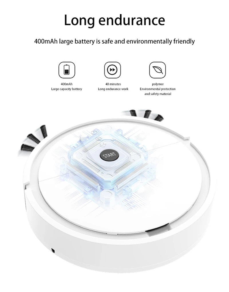 Robot Vacuum Cleaner 3-in-1 Electric Intelligent Pet Hair Cleaner Tool Usb Charging Convenient Mopping Household Home Machine