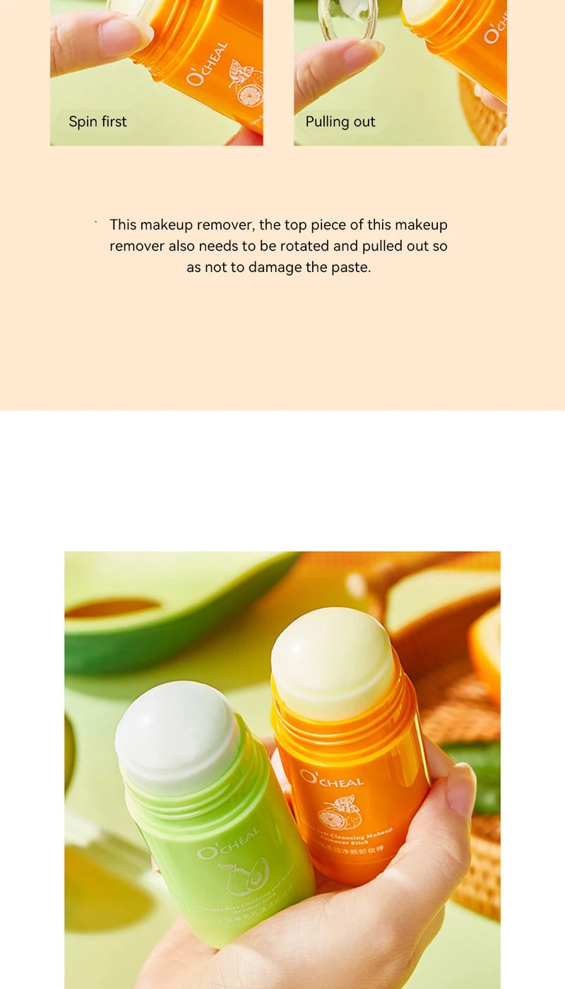 OCHEAL Avocado Cleansing Balm & Citrus Cleansing Stick - Gentle Makeup Remover, Suitable for Sensitive Skin,Cleansing cream