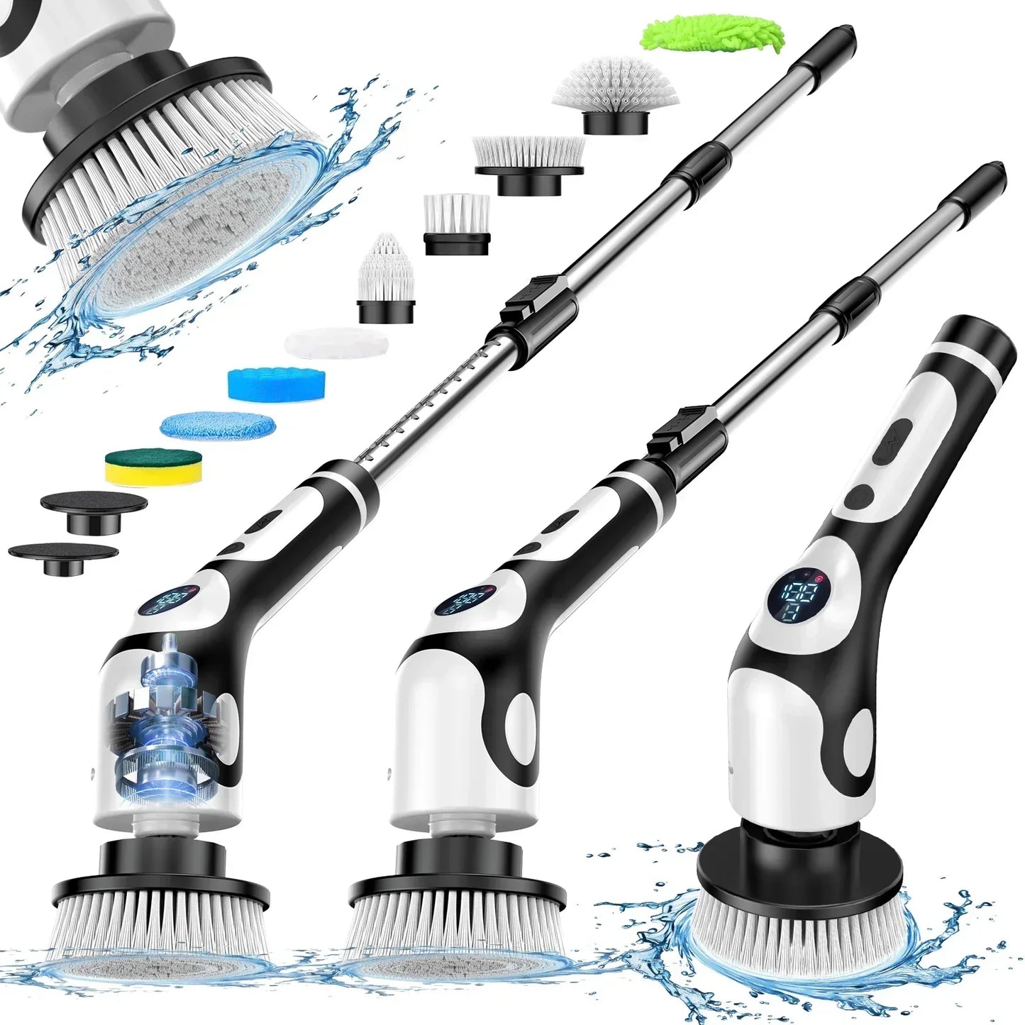 11 in 1 Electric Spin Scrubber Cordless Cleaning Brush Set with 9 Interchangeable Heads for Bathroom Kitchen Car