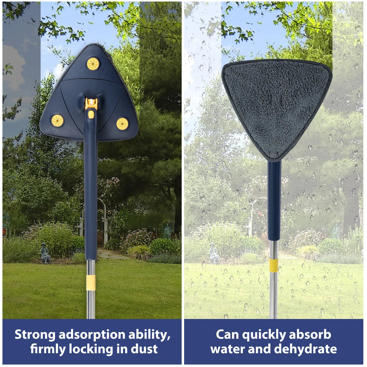 Telescopic Triangle Mop 360° Rotatable Self-wringing Triangle Extended Adjustable Mop Floor Squeeze Free Hand Washing Lazy Tool