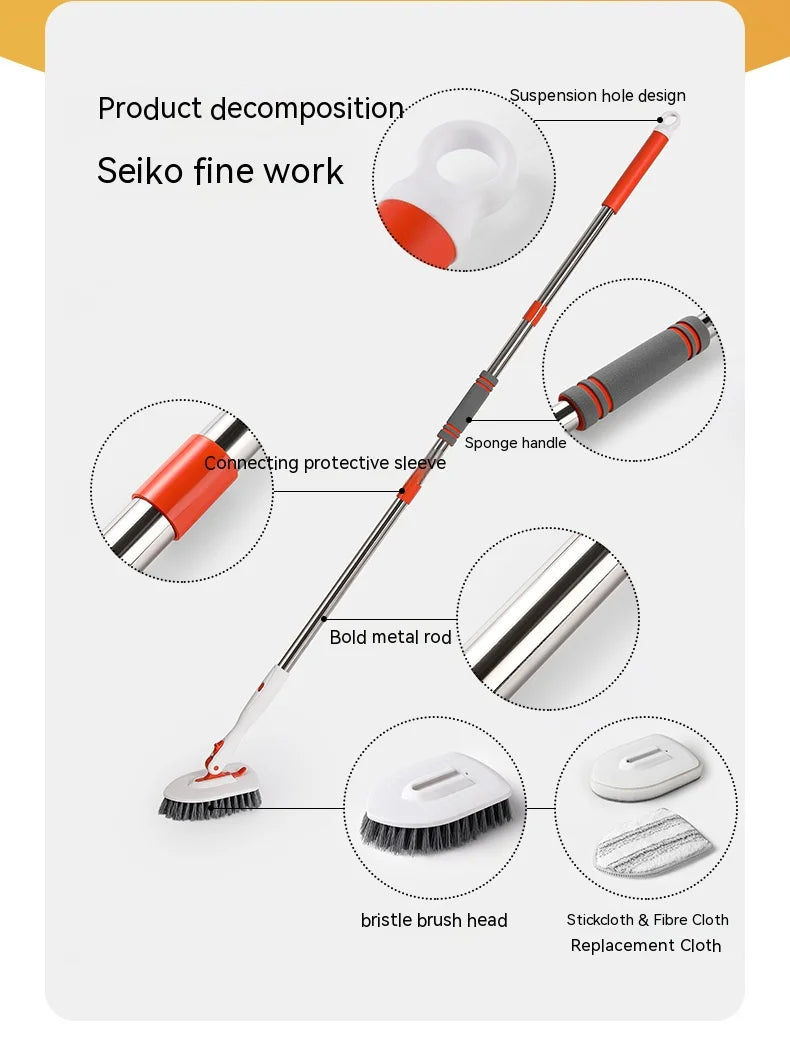 Tub Tile Scrubber Brush Cleaning Brush 52.3" Adjustable Telescopic Pole Stiff Bristles Scouring Pads for Bathroom Kitchen Toilet