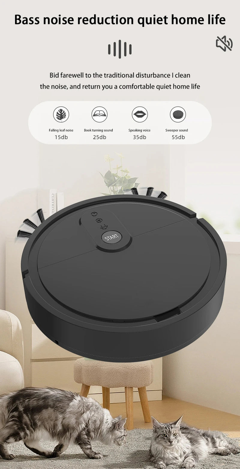 Robot Vacuum Cleaner 3-in-1 Electric Intelligent Pet Hair Cleaner Tool Usb Charging Convenient Mopping Household Home Machine