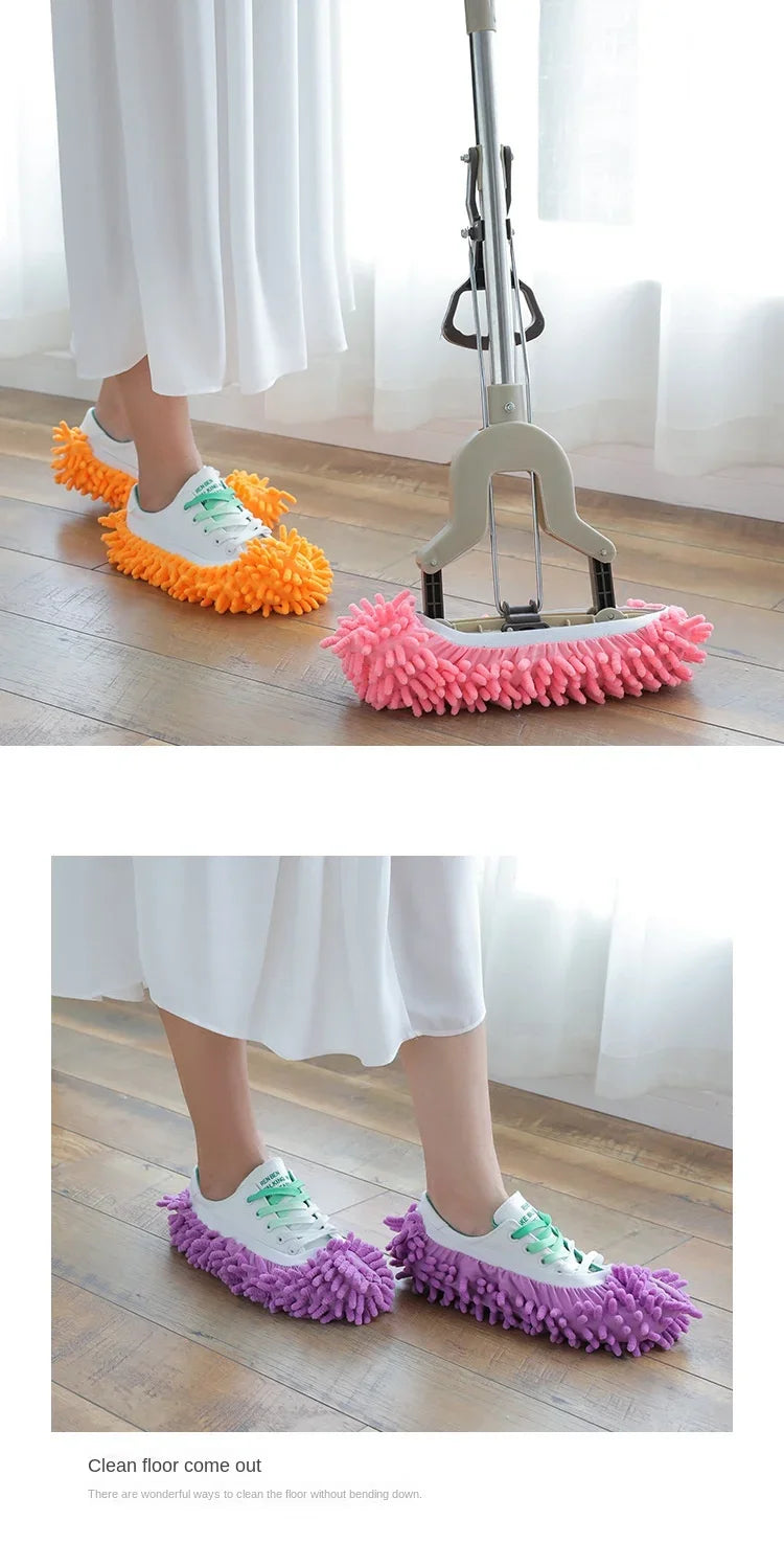 1PCS Floor Dust Cleaning Slippers Shoes Cleaning Cloth Lazy Mopping Shoes Home Floor Cleaning Microfiber Cloth  Shoes