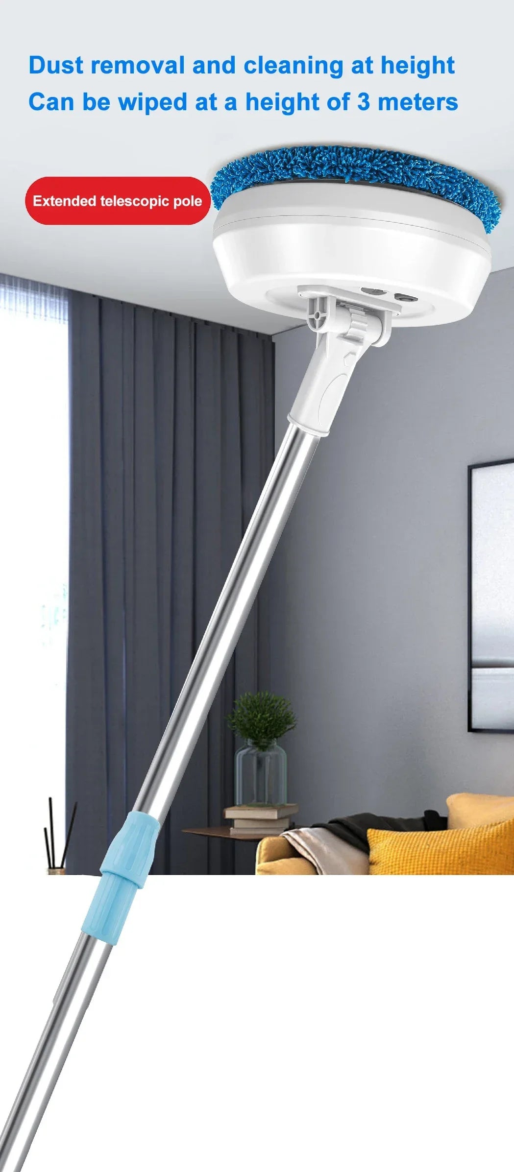 Car Electric Mop Cleaning Machine Automatic 2 in 1 Wet & Dry Home Cleaner Wireless Spin Mop Ceiling Door Windows Cleaning
